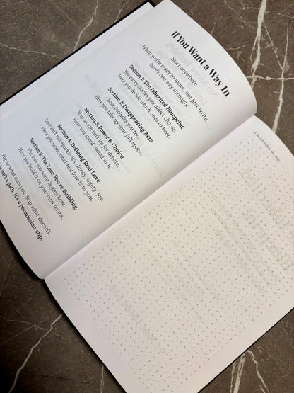 Love and the Real You journal pages — guided prompts on connection, protection, and honest love